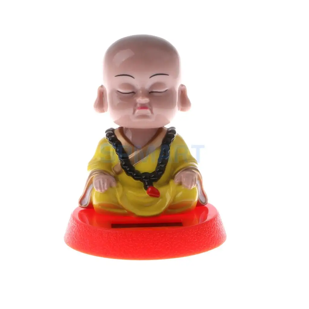 Solar Powered Bobbling Toy Shaking Head Waving Fortune Cat Monk Lion Home/Office/Car Ornament Auto Accessories