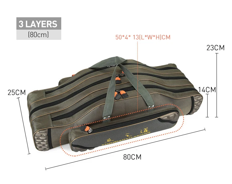 Multifuncional portátil saco de pesca lona 8090100120