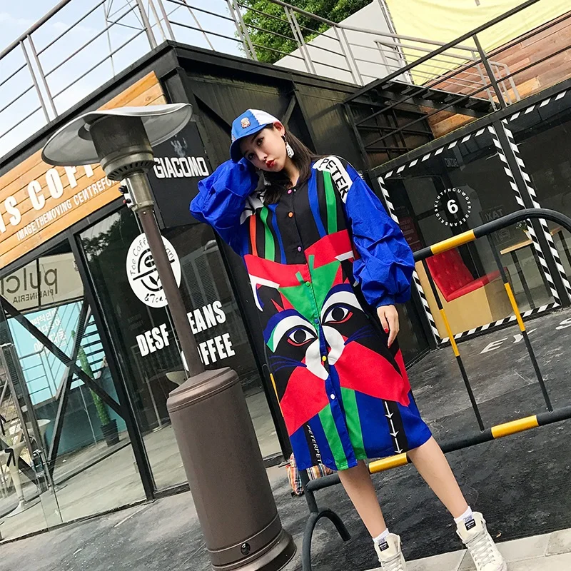 2019 Z Top Brand Thailand Tide Spring Autumn New Color Animal Print Loose Lantern Sleeves Long Coat Wild Women Jacket