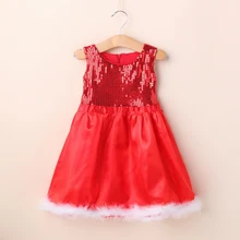 High Quality Baby Girl Toddler Wedding Sundress Red Sequin Sleeveless Party Dress