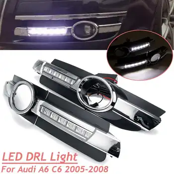 

Car Front Bumper Drl Led For Audi A6 C6 2005 2006 2007 2008 Daytime Running Light White Driving Fog Lamp Headlight Accessiories