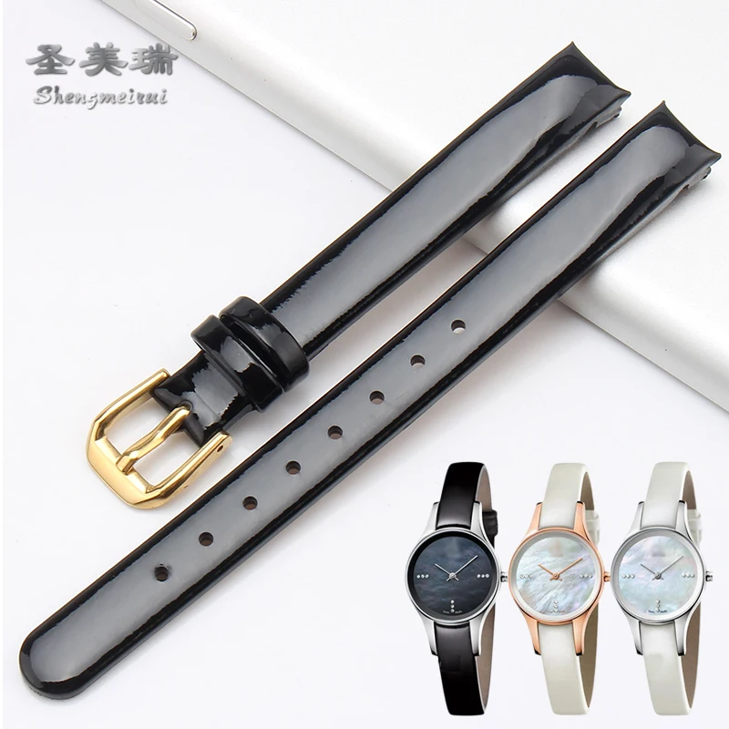 10MM Genuine Leather Strap FOR Calvin Klein Bent Bracelet Black / Brown Blue / White FOR K43231CS K43232 Women's Quartz Watch