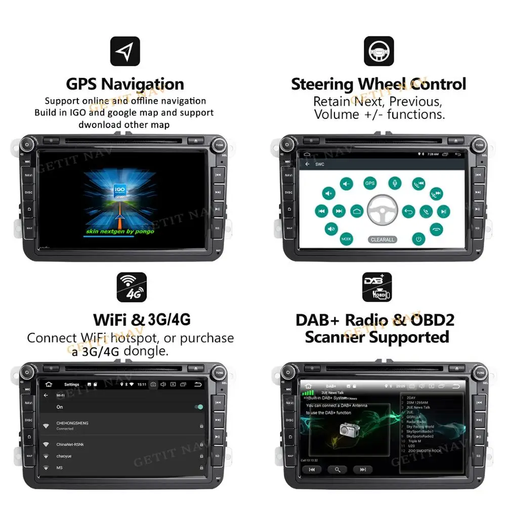 Discount DSP IPS Car Multimedia player Android 9 GPS 2 Din Car Radio Audio Auto For VW/Volkswagen/POLO/PASSAT/Golf 8 Cores RAM 4G 64G 2