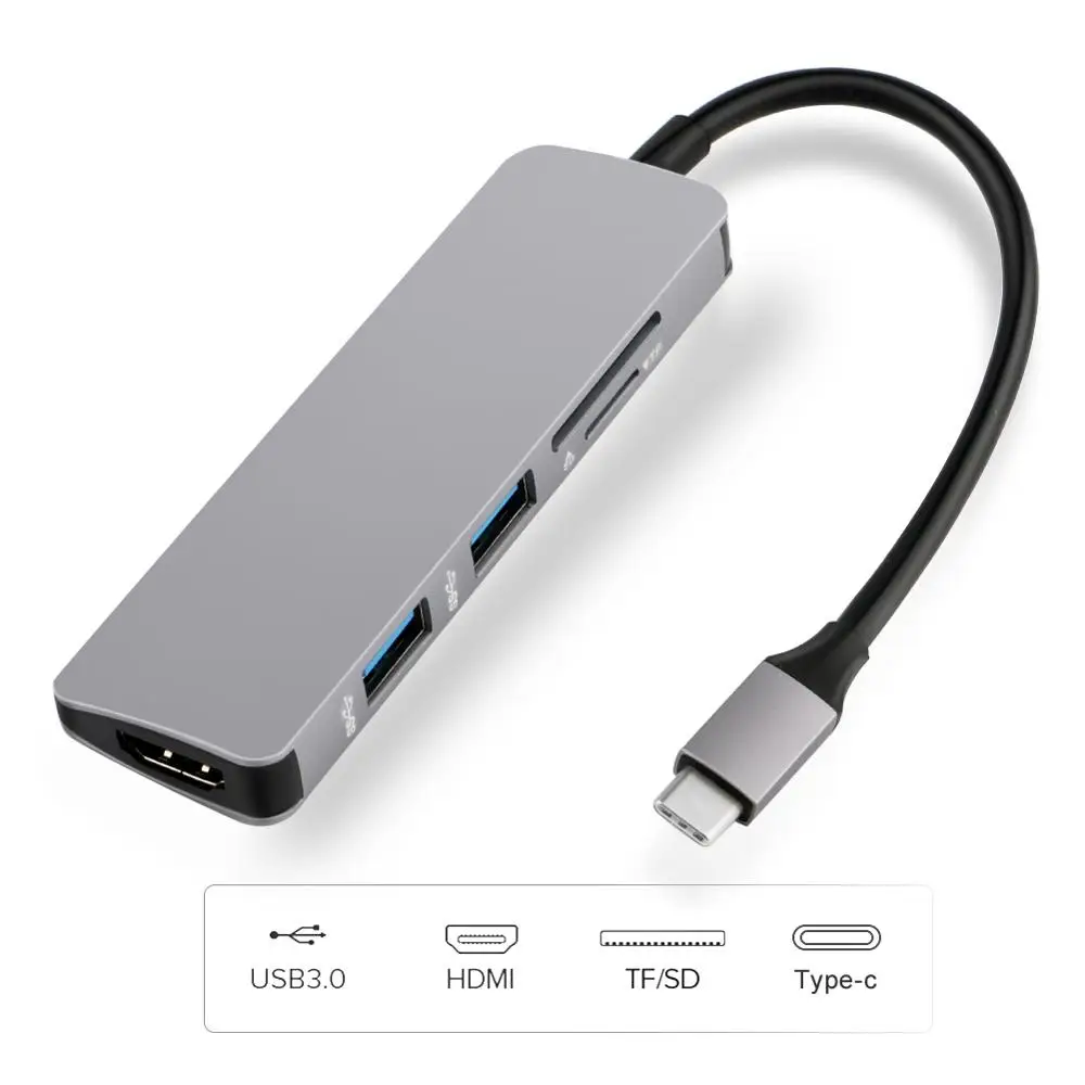 5 в 1 USB C концентратор USB-C к HDMI Micro SD/TF кард-ридер адаптер для MacBook samsung Galaxy S9/S8 huawei P20 Pro type C - Цвет: TC 4K HDMI