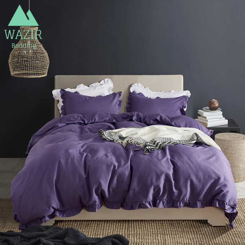 

WAZIR Plain colour Simple style 3pcs US Szie bedding queen king set cover Pillowcases Quilt cover bedroom decor bedclothes beds