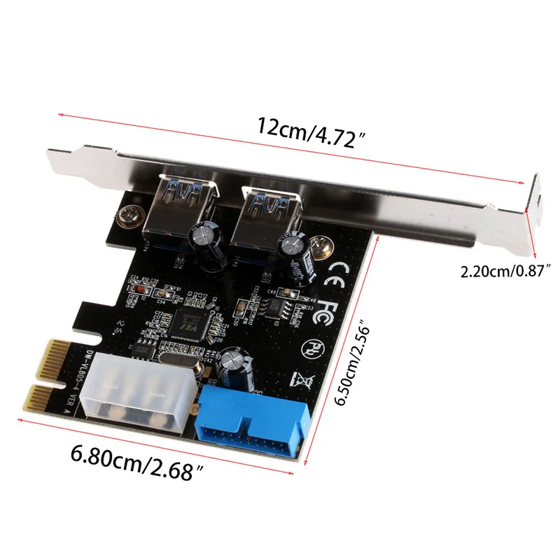 2 портами плата PCI Express USB 3,0 передняя панель с адаптером карты управления 4-Pin& 20 Pin