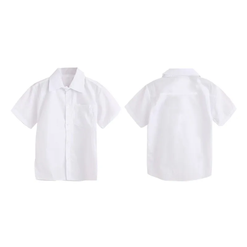 Детская одежда, летняя детская блуза для мальчика с короткими рукавами, белые детские рубашки, модная детская одежда