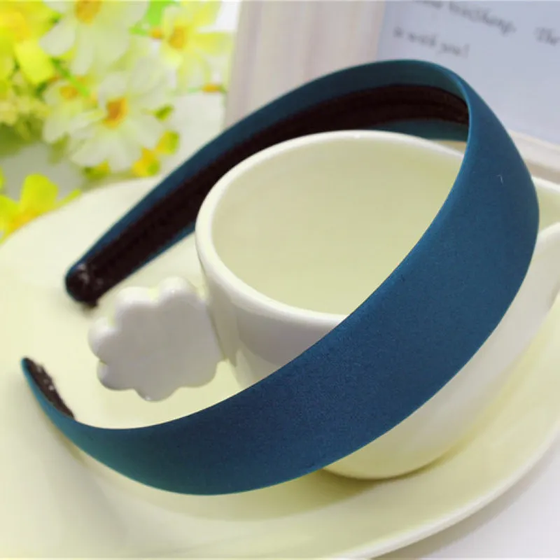 New Women Plain Satin Look Fabric Covered Headband Alice Hair Hairband Head Band