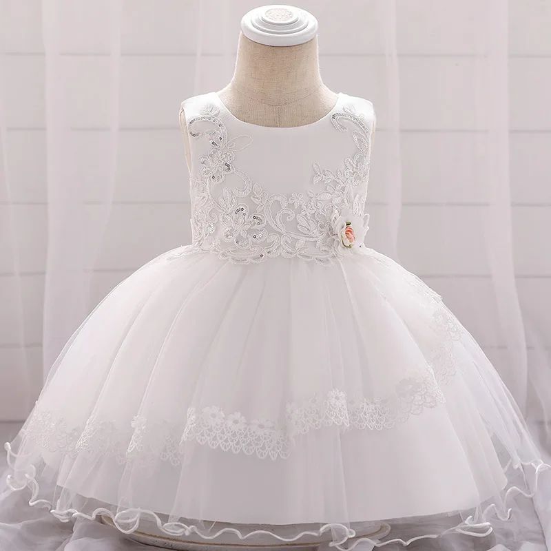 Платье для малышей с цветочным рисунком платье для девочек Летнее бальное платье принцессы для новорожденных от 0 до 2 лет, пышный костюм платья для Первого Причастия платье для крещения, vestido