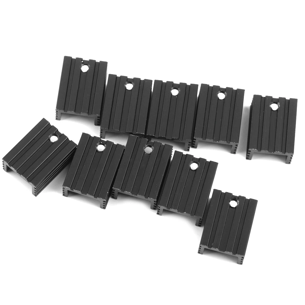 10Pcs Black 20x15x10mm Aluminum Heat Sink Cooling Fin for TO-220 Triode IC