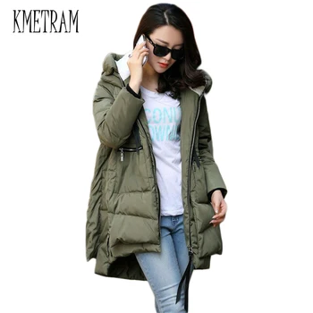 

Winter Jacket Women 2018 New Europe Style Fashion Loose Medium Long Autumn Winter Plus Size Down cotton Parkas Lady Coat M0514