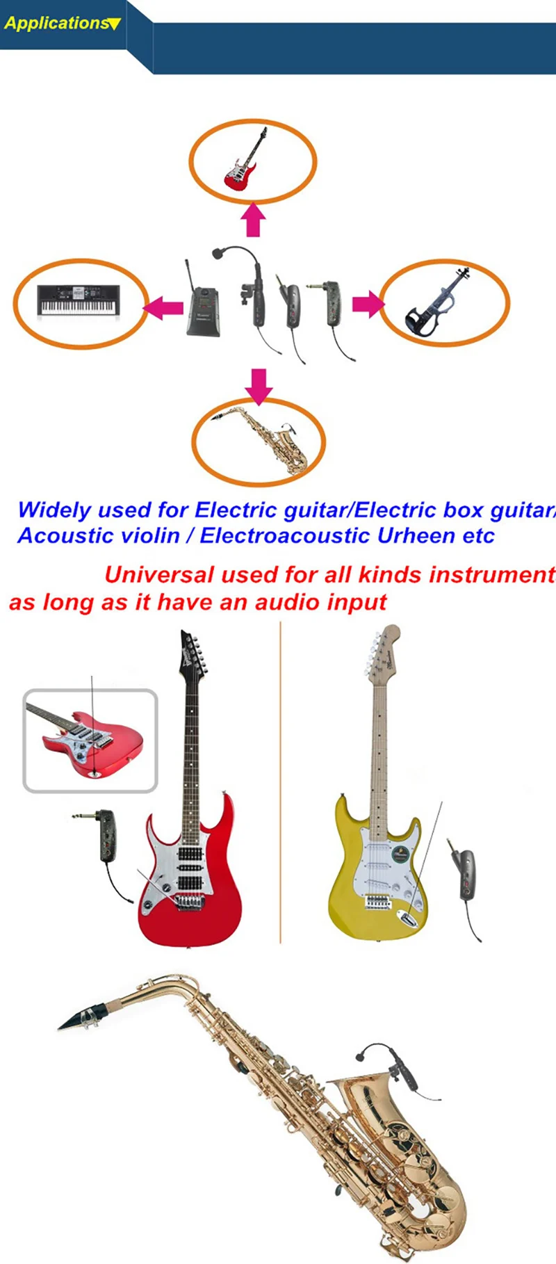 Aister портативный UHF беспроводной микрофон для гитарных инструментов аксессуары эффектор цифровой бас аудио передатчик и приемник