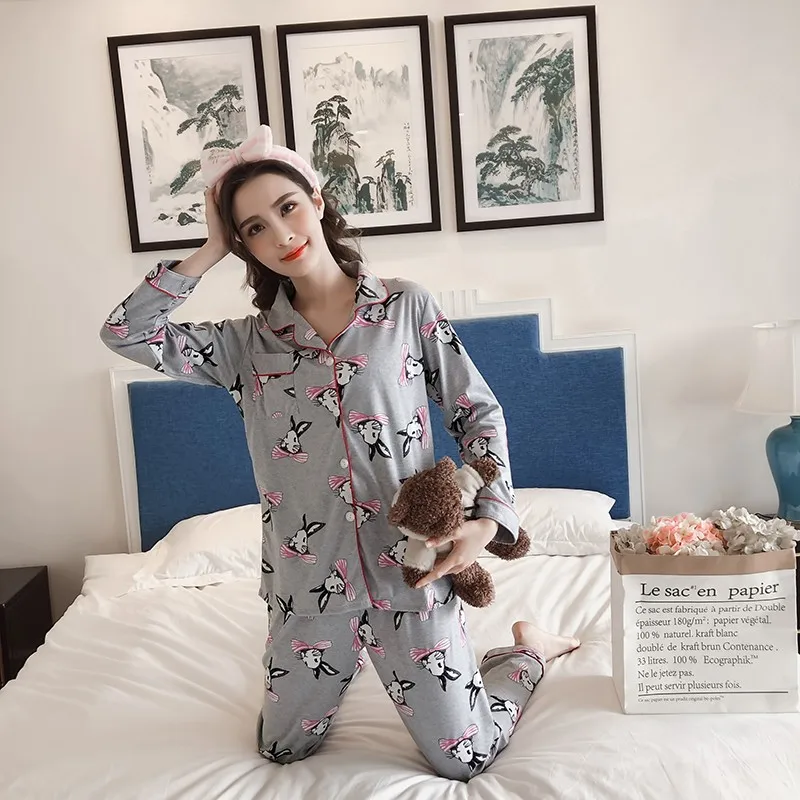 WAVMIT Original Design Women Print Cotton Pajama Sets 2018