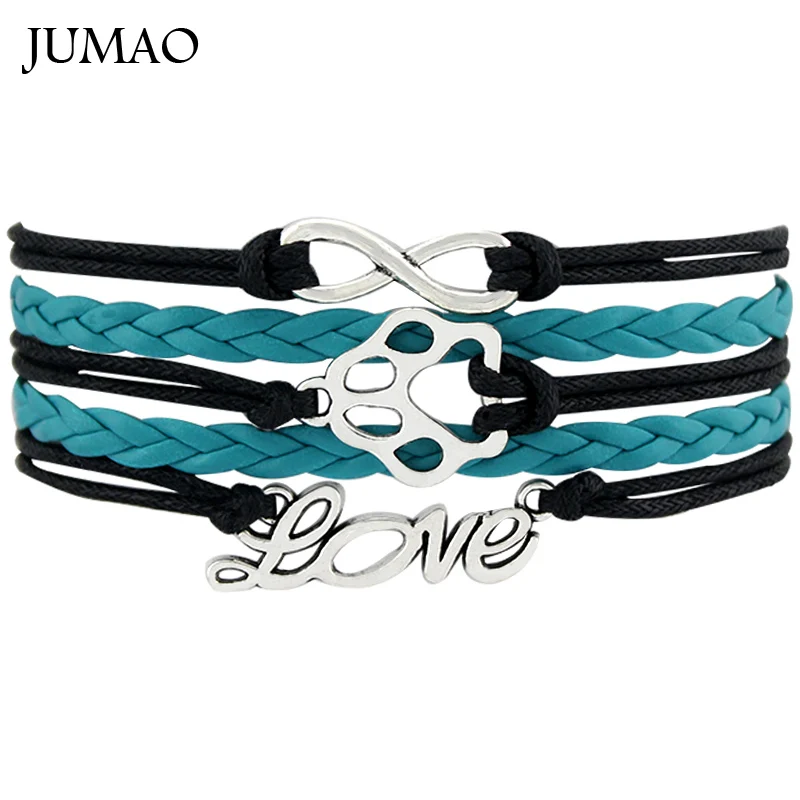

Infinity Love Dog Paw Bracelets & Bangles For Women Men Gift Suede Leather Bracelet Drop Shipping