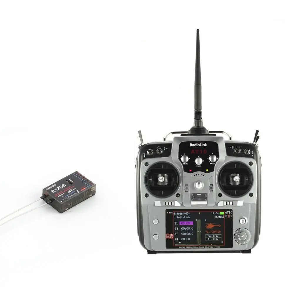 RCtown Radiolink AT10II 12CH RC передатчик и приемник R12DS 2,4 ГГц DSSS& FHSS распределительный прибор дистанционного управления по радио для радиоуправляемого дрона/фиксированного крыла/мультикоптеров/вертолета-левая дроссельная заслонка