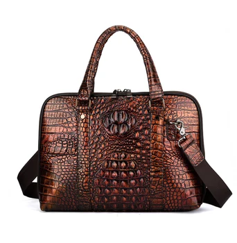 

New Men's Briefcase bag men's Natural Genuine Leather bags male man 14inch business Laptop bag for men briefcases leather bags