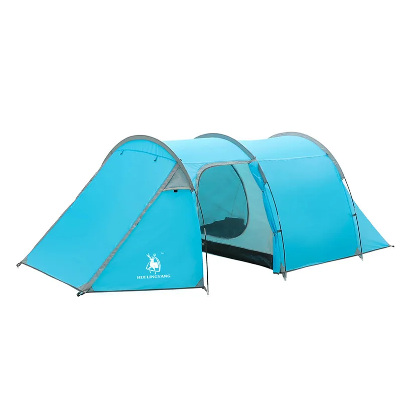 Camping Rainproof Tents Ultralight Camping tent Waterproof 3-4 Person Double Layer Tunnel Tent One Bedroom One Living Room #2H07 (24)