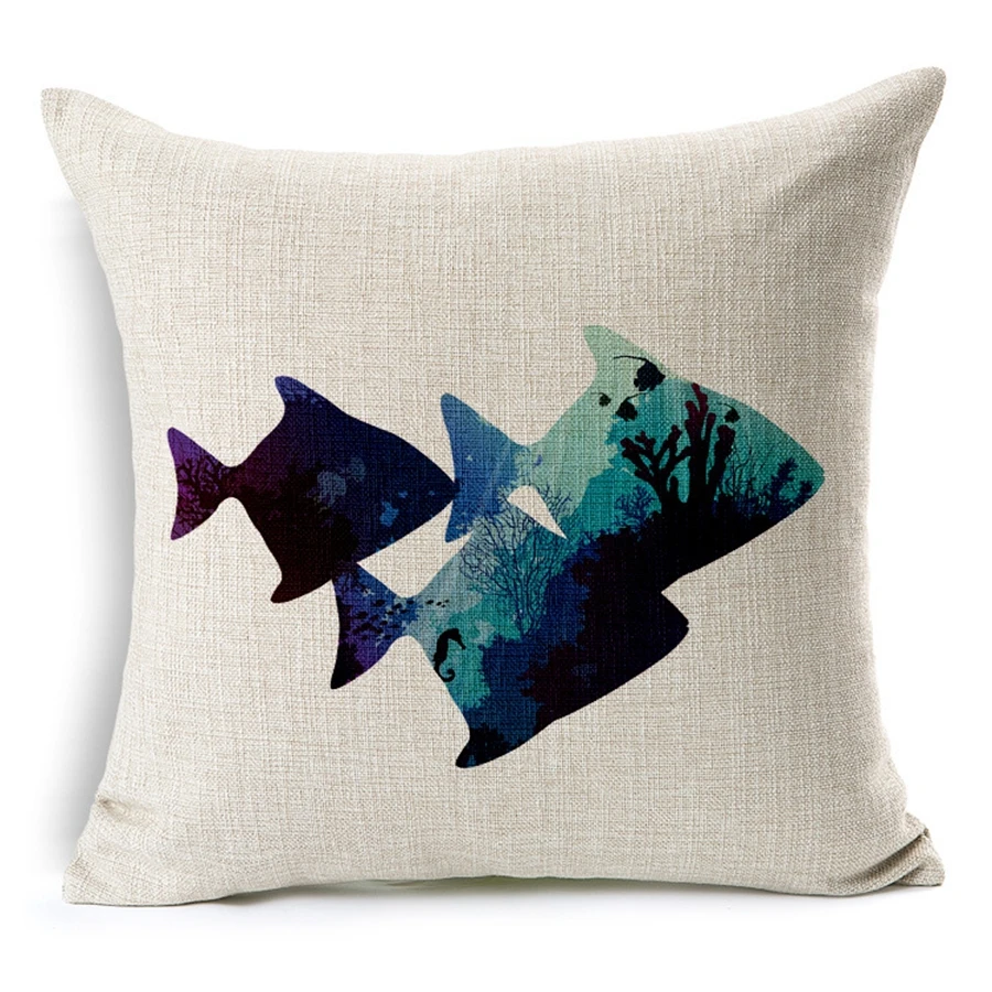 Лидер продаж Подушки Детские Чехлы для мангала Лидер продаж под-Sea Life узор fashion45x45cm Лен Подушки Детские Обложка \ Главная Декоративные белье Подушки