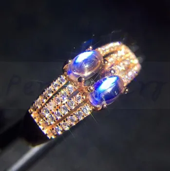 

Moonstone ring Free shipping Natural real blue moonstone 925 sterling silver 0.3ct*2pcs gemstone For men or women #J18060411