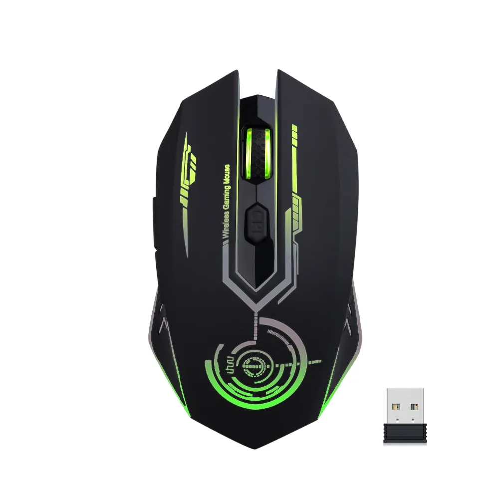 Tanie Mysz do gier UHURU 2.4G akumulator bezprzewodowy 5 przycisków zmienny kolor LED ergonomiczna mysz komputerowa 10000 DPI do gry komputerowe