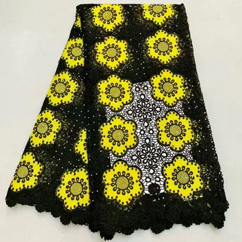 

2018 High quality African Lace Fabric With diamond Embroidery water soluble Fabric French Nigerian Net Lace Fabrics 5yards A653