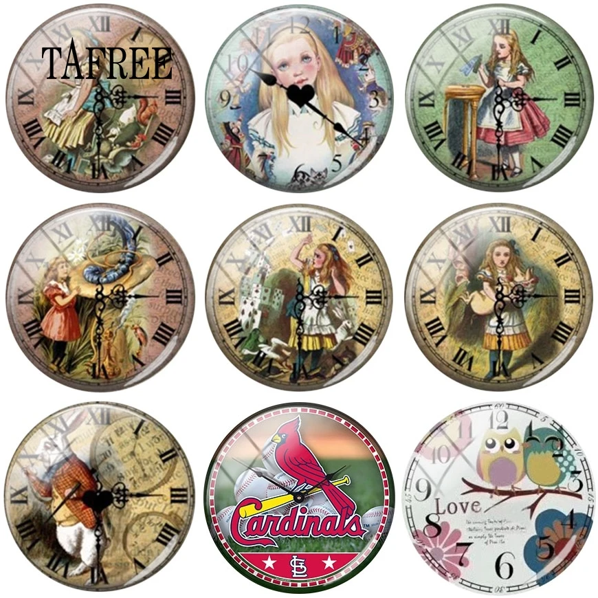 

TAFREE Vintage Clock Watch Girl & Owl Picture DIY Art Photo 12/16/18/20mm Glass Beads Cabochon Dome Pendant Settings Jewelry