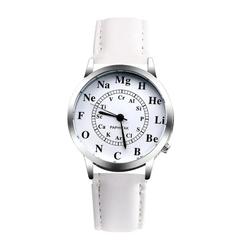 Водонепроницаемые кварцевые часы с холщовым ремешком, женские наручные часы с химическим элементом, наручные часы, высококачественные часы, ретро дизайн - Цвет: Белый