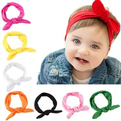 Детская одежда для девочек Кролик уха Лук Hairband повязка на голову тюрбан узел обертывания 5,9