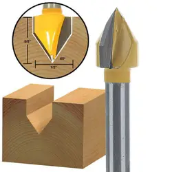 1/4 дюймов хвостовик 60 градусов V барабанный фрезерный станок твердосплавный режущий резак для лиственных пород Гравировка режущие