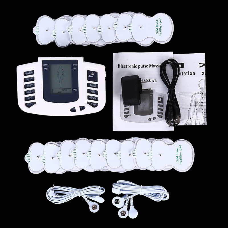 Slimming Massager US/EU Plug Pulse Tens Acupuncture Machine + Slippers +16Pads +USB Cable Electrical Muscle Stimulator