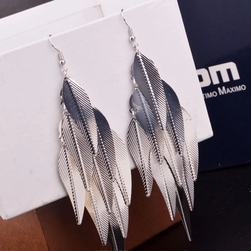 New India Baroque Vintage Multi layer Leaf Drop Long Earrings Willow Fringed Fashion Jewelry Long Earrings for woman - Image 2