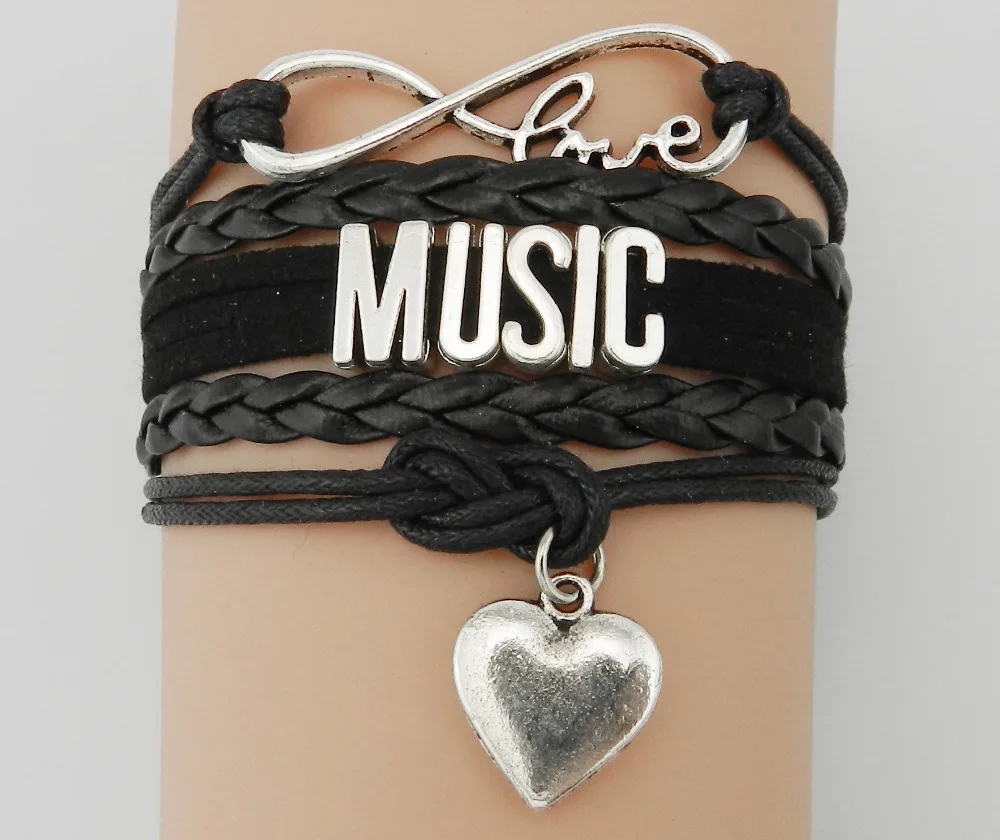 Drop Shipping Infinity Love Music Bracelet Black Velvet Color