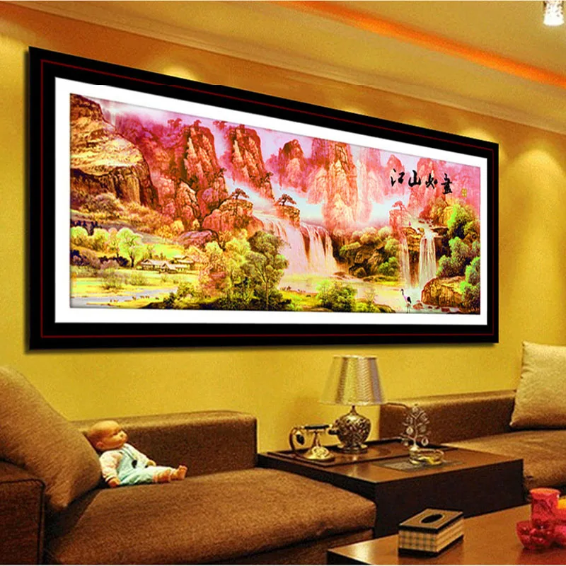 

QIANZEHUI,DIY Rivers and mountains make money Embroidery,Round Diamond Full rhinestone Diamond painting cross stitch,needlework