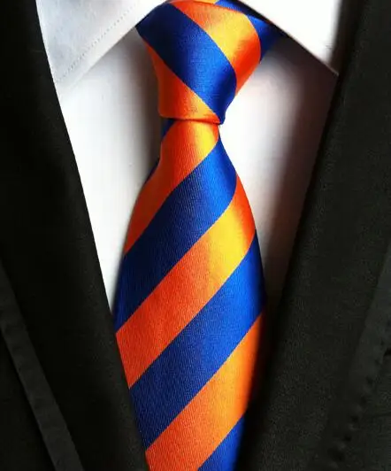 Модный классический мужской шелковый галстук в полоску черный красный белый оранжевый темно-синий фиолетовый бежевый зеленый желтый галстук LUC01-20 - Цвет: LUC-42