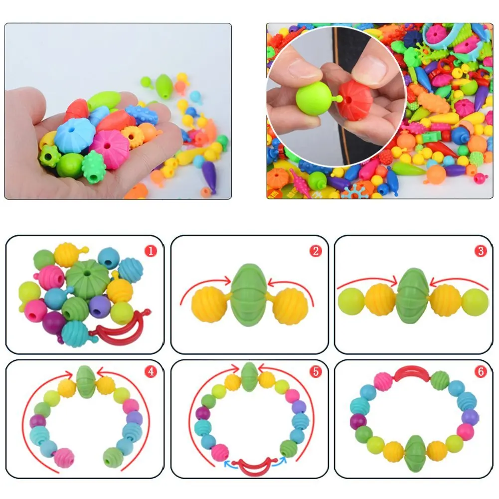 530 PCS Pop Arty Beads Snap Together Beads Creative DIY Toys for Girls Toddlers Jewelry Set for 5,6,7,8 Year Old
