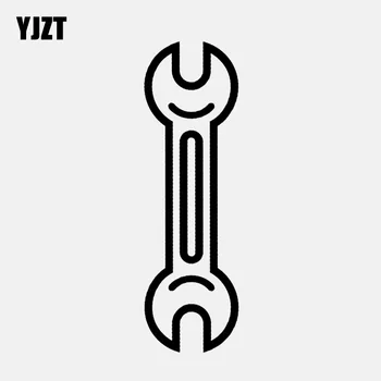 

YJZT 4CM*13CM Cute Repair Tool Wrench Vinly Decoration Black/Silver Car Sticker C22-0453