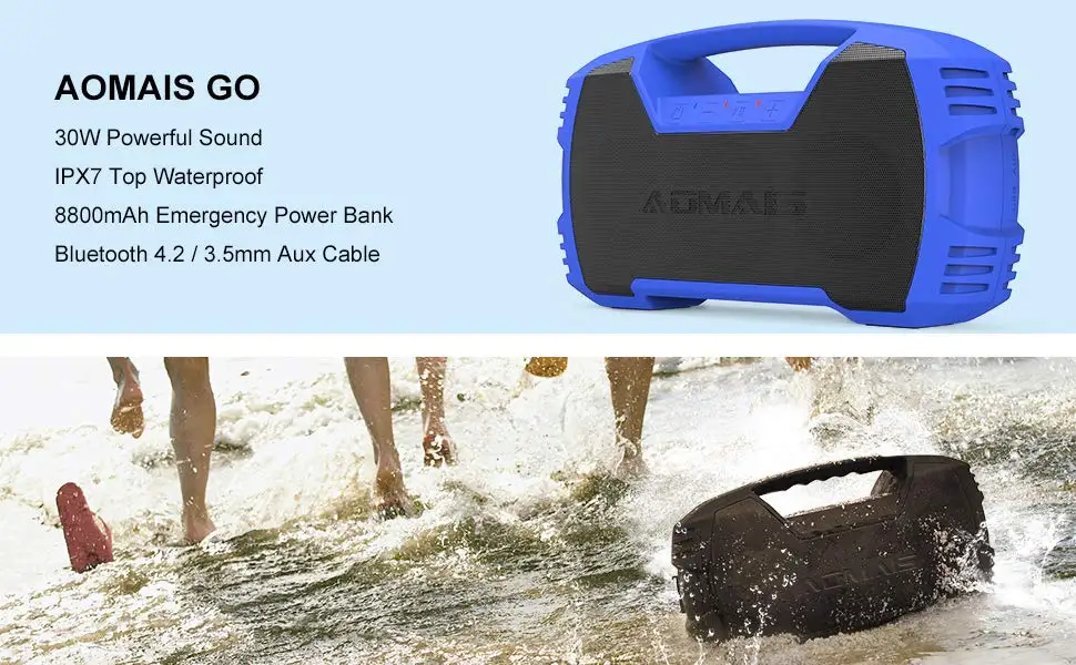 Aomais Go Outdoor Bluetooth Speakers 30w Loud Bass Stereo Pairing Booming Ipx7 Waterproof 30 Hours Playtime With 00mah Battery Town Vendors Marketplace