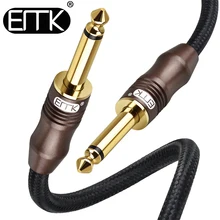 Cheap EMK Jack 6.3 Mono Cable Braided 6.35 6.5 Jack Male to Male Aux Cable 1.5m 3m 5m 8m 10m 15m for Guitar Mixer Amplifier Bass