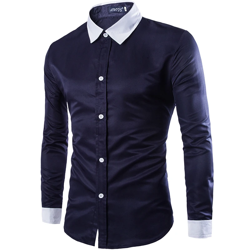 Mens Stitching Color Short Sleeve Leisure and Fashion Button Down Shirt