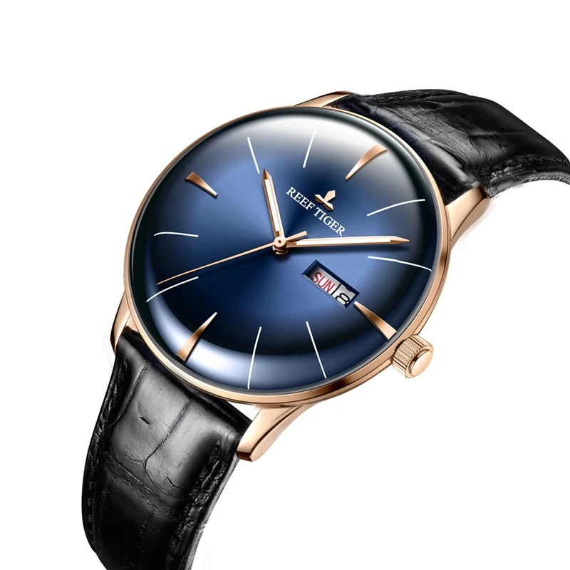  New Reef Tiger/RT Mens Dress Watches with Date Day Convex Lens Watches Analog Automatic Watches RGA