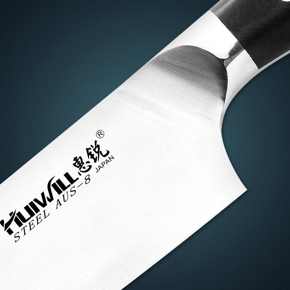 Huiwill, высокое качество, 3 шт., японский AUS-8, стальной профессиональный нож шеф-повара, Santoku, набор кухонных ножей для нарезки
