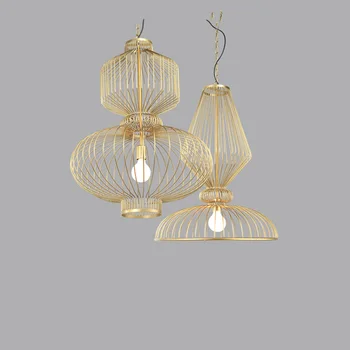 

Modern LED Iron Cage Pendant Lights Led Kitchen Dining & Bar Pendant Lamp for Living Room Bedroom Kitchen Lighting Fixture Avize