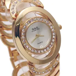 2017 Фирменная Новинка Роскошные G & D женщи Кварцевые наручные часы Нержавеющая сталь Relojes Mujer модные женские часы-браслет Relogio feminino
