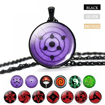 

Sharingan Eye Necklace Naruto Pendant Uchiha Kakashi Mangekyou Glass Cabochon Rinnegan Eyes Anime Jewelry Gift Dropshipper