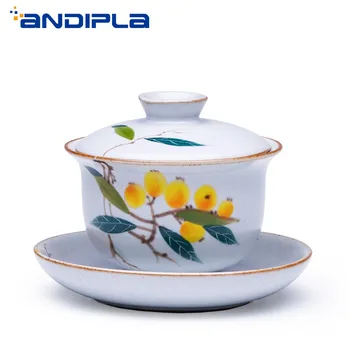 

152ml Vintage Crackle Glaze Hand Painted Porcelain Gaiwan Jingdezhen Ceramic Tea Set Teapot Mster Cup and Saucer Lid Bowl Tureen