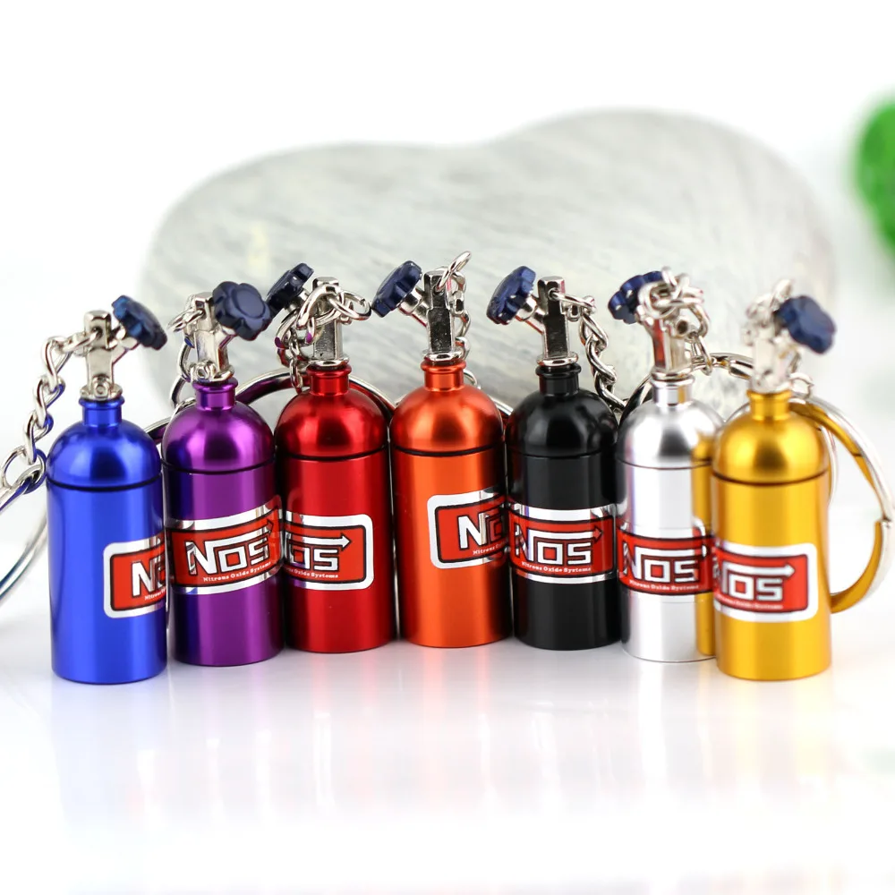 10pcs/Lot NOS Turbo Keychain Creative New Mini Nitrous Oxide Bottle