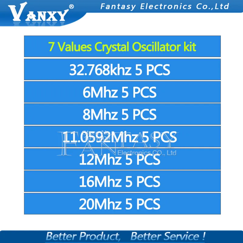 7 значений* 5 шт = 35 шт 32,768 кГц 6 МГц 8 МГц 11,0592 МГц 12 МГц 16 МГц 20 МГц кварцевый генератор HC-49S Новинка