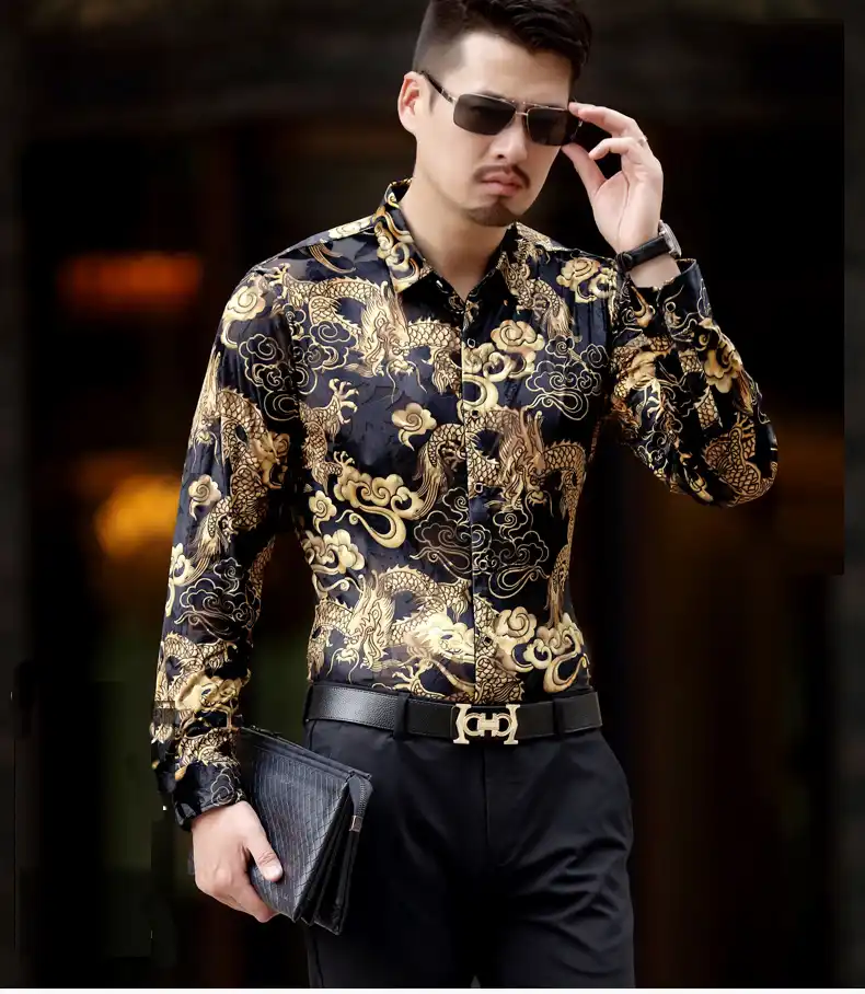 Camisa de seda hombre precio Clearance