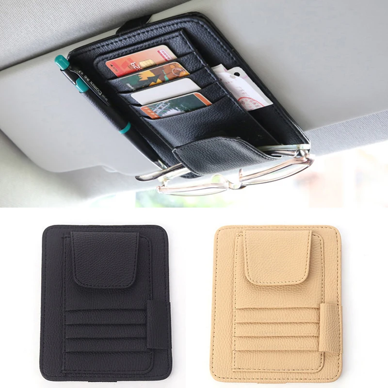 1x Car Glasses Holder Clip Card Storage Bag For Lada Granta Vaz Kalina Priora Niva Samara 2 2110 Largus 2107 2106 4x4 2114 2112