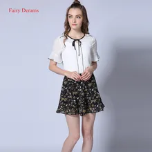 Fairy Dreams 2 Piece Set For Women White Shirt Top And Floral Skirt 2017 New Style Hot Sale Summer Suit Fashion Casual Clothes